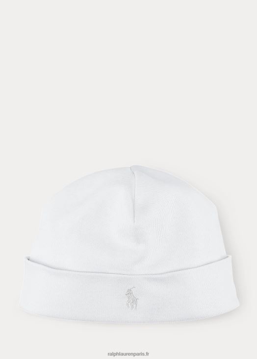 bonnet en coton interlock 46T60T8021 bébé Ralph Lauren blanc