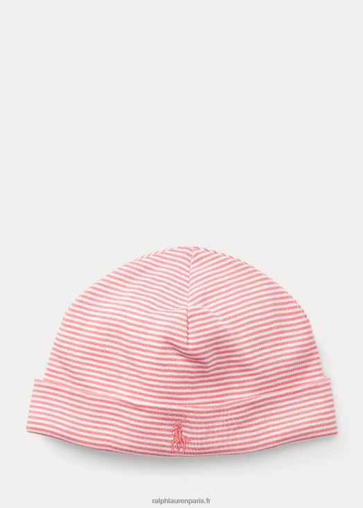 chapeau en coton rayé 46T60T8024 bébé Ralph Lauren rose