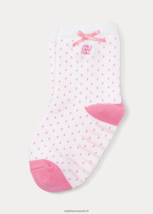 chaussette à pois 46T60T10037 bébé Ralph Lauren blanc/rose