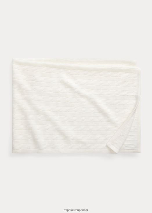 couverture en cachemire 46T60T8071 bébé Ralph Lauren blanc chaud