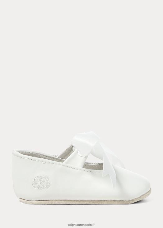 Babouche briley en cuir 46T60T8128 bébé Ralph Lauren blanc