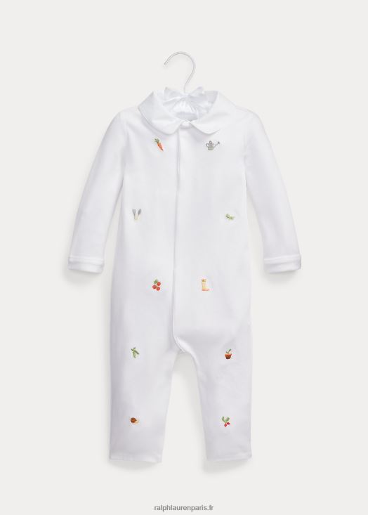 combinaison en coton brodé 46T60T7748 bébé Ralph Lauren blanc