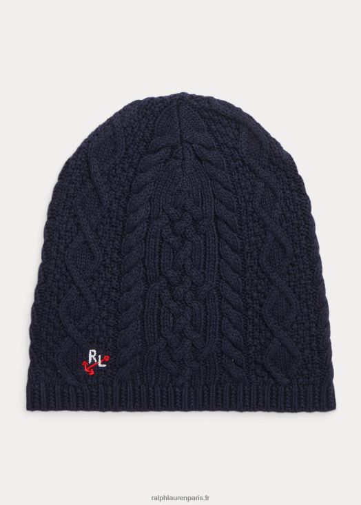 bonnet en coton aran 46T60T7628 enfants Ralph Lauren marine rl