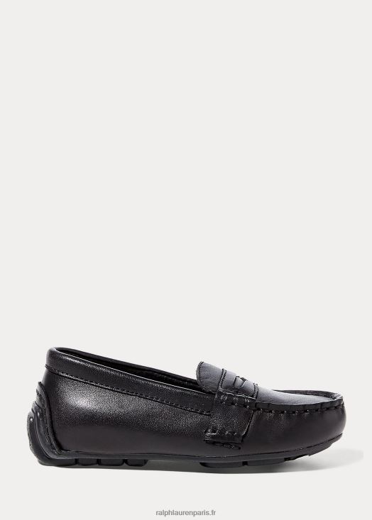 mocassin télé en cuir 46T60T6358 enfants Ralph Lauren noir