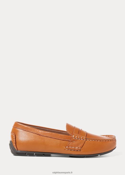 mocassin télé en cuir 46T60T6385 enfants Ralph Lauren bronzer