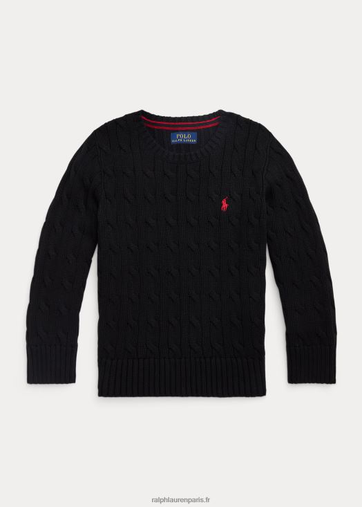 pull en coton à torsades 46T60T9898 enfants Ralph Lauren noir