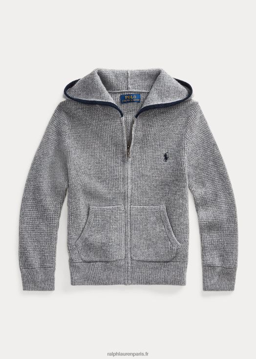 pull zippé en cachemire 46T60T5917 enfants Ralph Lauren gris chiné