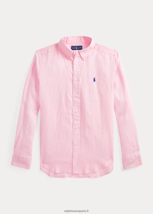 chemise en lin 46T60T5637 enfants Ralph Lauren rose carmel