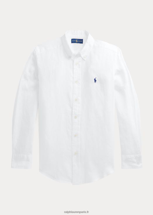 chemise en lin 46T60T5640 enfants Ralph Lauren blanc