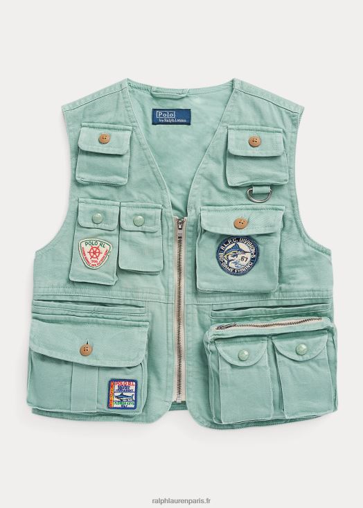 gilet utilitaire chino 46T60T9768 enfants Ralph Lauren menthe fanée