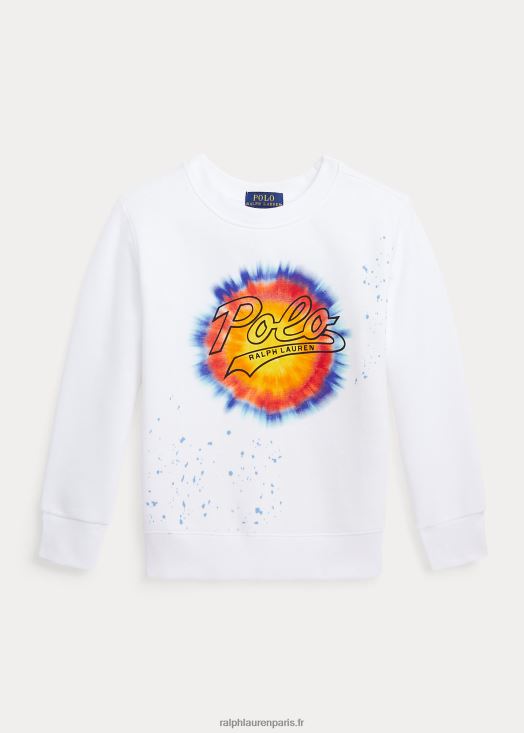 sweat à logo imprimé tie-dye 46T60T9909 enfants Ralph Lauren blanc