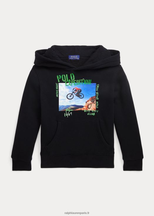 sweat à capuche graphique en polaire 46T60T9912 enfants Ralph Lauren noir