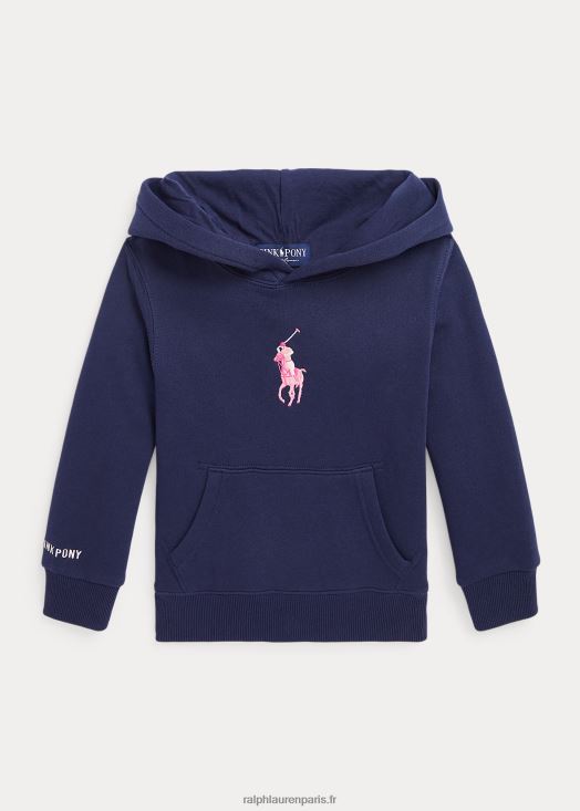 sweat à capuche poney poney 46T60T5717 enfants Ralph Lauren marine/rose