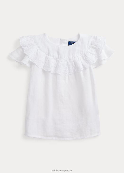 haut en lin à volants 46T60T9951 enfants Ralph Lauren blanc