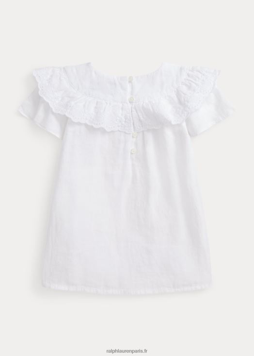 haut en lin à volants 46T60T9951 enfants Ralph Lauren blanc