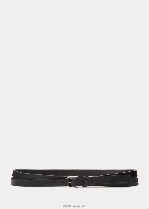 ceinture en cuir 46T60T4919 femmes Ralph Lauren noir