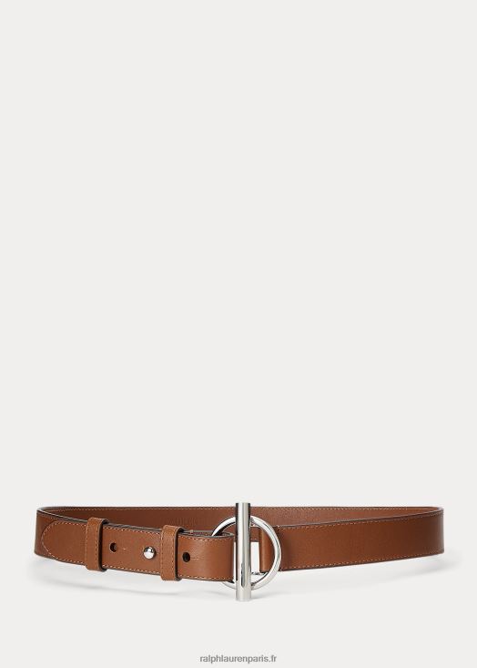 ceinture en cuir à anneau 46T60T4915 femmes Ralph Lauren bronzer