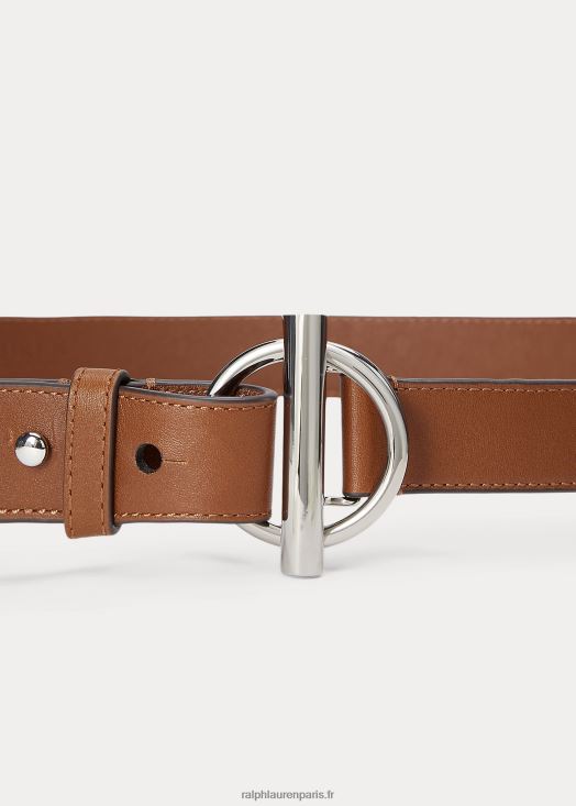 ceinture en cuir à anneau 46T60T4915 femmes Ralph Lauren bronzer