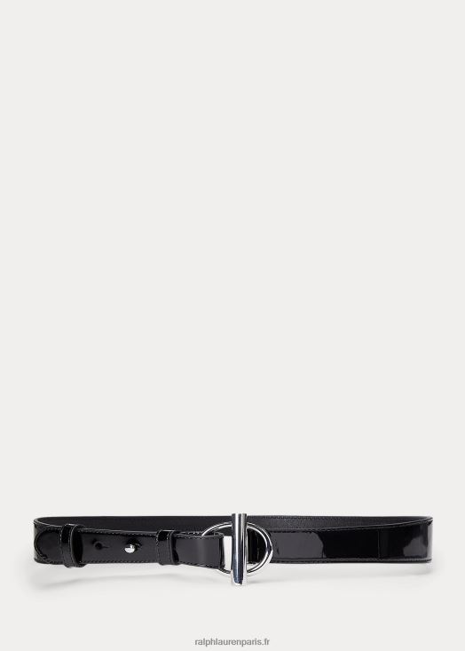 ceinture en cuir à anneau 46T60T4916 femmes Ralph Lauren noir