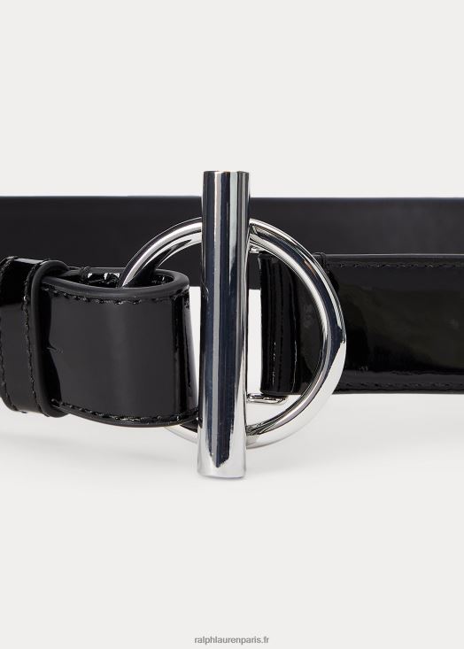 ceinture en cuir à anneau 46T60T4916 femmes Ralph Lauren noir