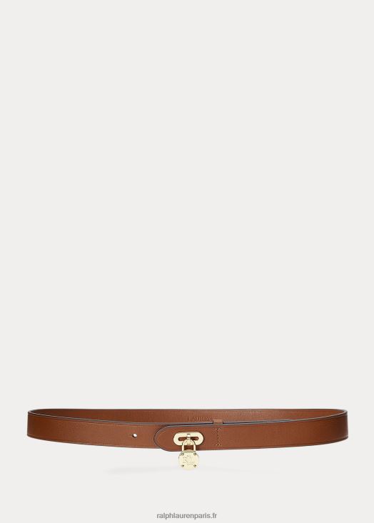 ceinture en cuir avec cadenas 46T60T4952 femmes Ralph Lauren bronzer