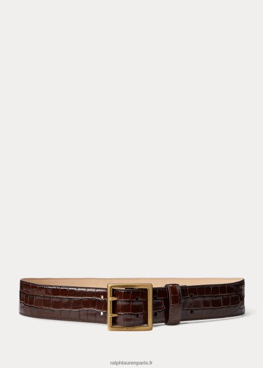 ceinture en cuir à imprimé crocodile 46T60T5547 femmes Ralph Lauren chocolat