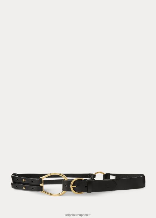 ceinture en cuir à trois brides 46T60T4932 femmes Ralph Lauren noir