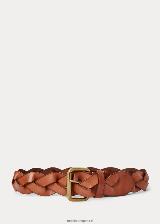 ceinture en cuir vachette tressé 46T60T5530 femmes Ralph Lauren bronzer