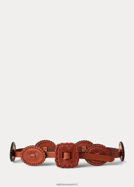 ceinture fine en cuir 46T60T5565 femmes Ralph Lauren cuoio