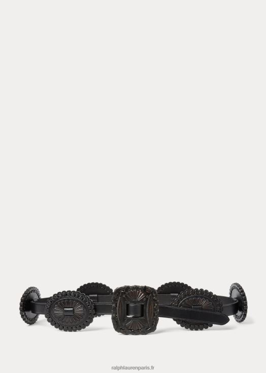 ceinture fine en cuir 46T60T5566 femmes Ralph Lauren noir