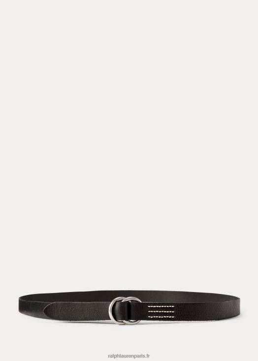 ceinture fine en cuir à anneaux 46T60T5472 femmes Ralph Lauren noir