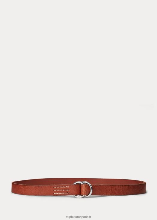 ceinture fine en cuir à anneaux 46T60T5473 femmes Ralph Lauren cuoio