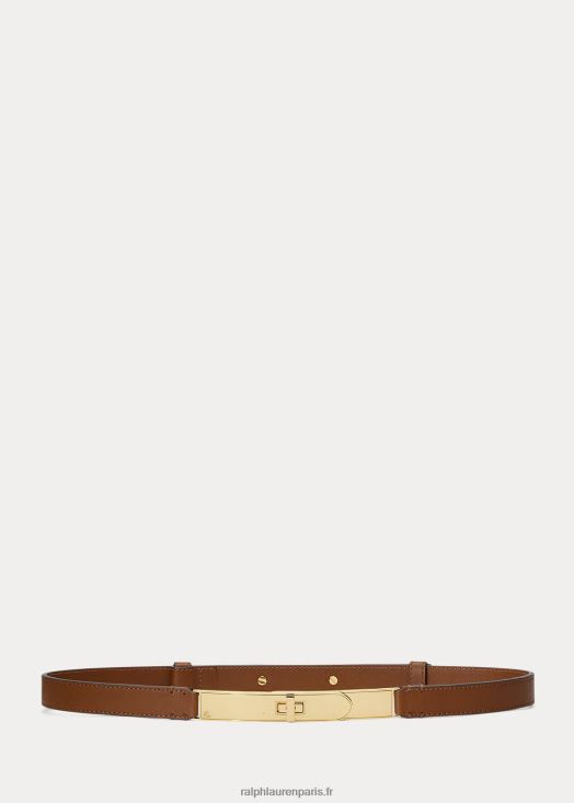 ceinture fine en cuir à fermoir 46T60T4925 femmes Ralph Lauren bronzer