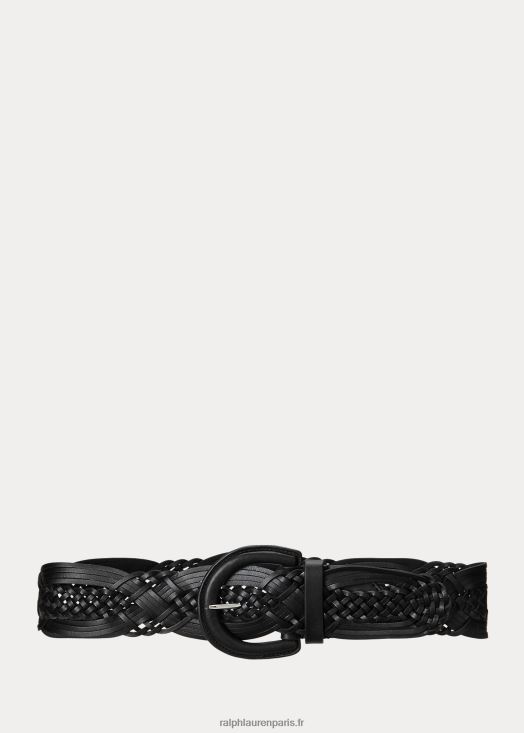 ceinture large en cuir tressé 46T60T4930 femmes Ralph Lauren noir