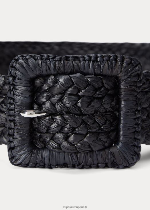 ceinture large en raphia 46T60T4917 femmes Ralph Lauren noir