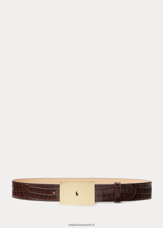 ceinture polo id à effet croco 46T60T5535 femmes Ralph Lauren chocolat