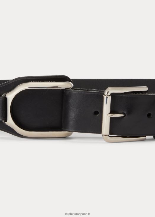 ceinture wellington en cuir 46T60T9755 femmes Ralph Lauren noir