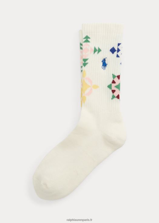 chaussettes mi-mollet à motif matelassé 46T60T5521 femmes Ralph Lauren Ivoire