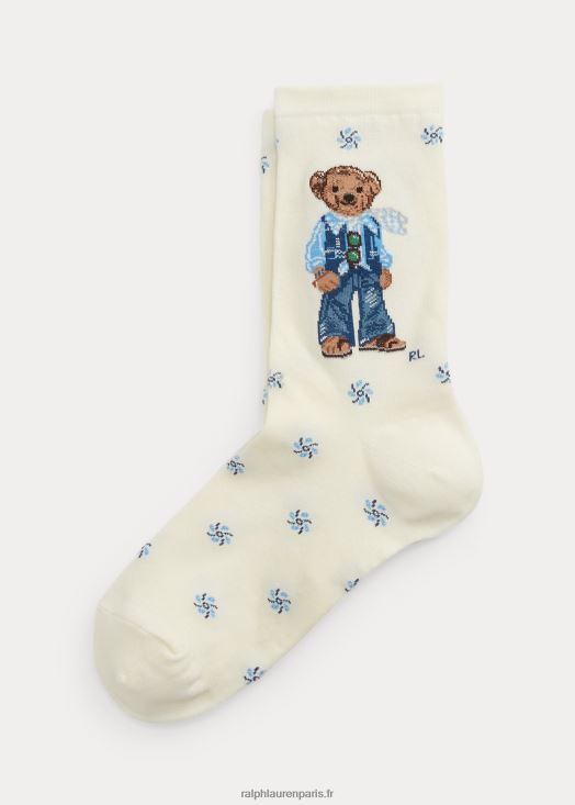 polo ours équipage chaussettes 46T60T5504 femmes Ralph Lauren Ivoire