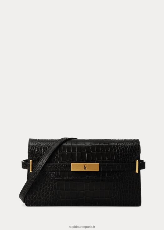 pochette polo id à effet croco 46T60T5180 femmes Ralph Lauren noir