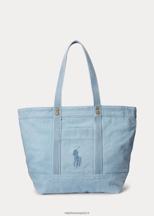 sac cabas moyen en toile 46T60T5240 femmes Ralph Lauren indigo