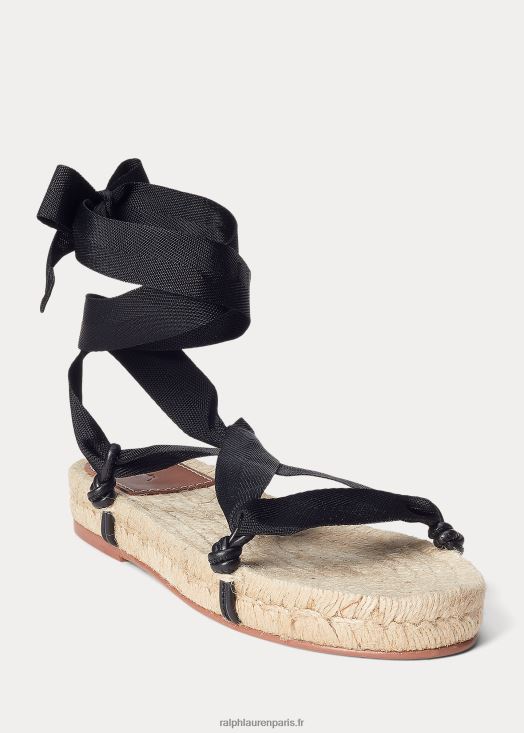 sandales espadrilles à lacets 46T60T4966 femmes Ralph Lauren noir