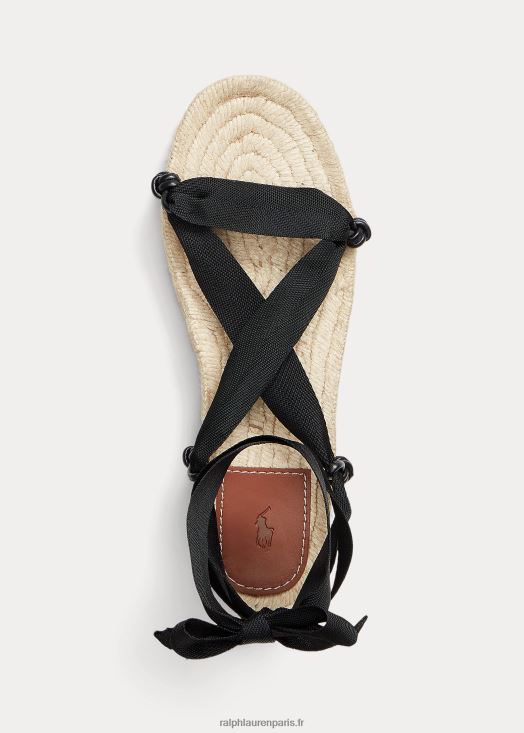 sandales espadrilles à lacets 46T60T4966 femmes Ralph Lauren noir