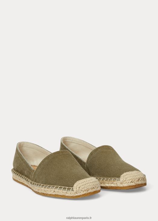 espadrille en toile 46T60T4984 femmes Ralph Lauren olive terne