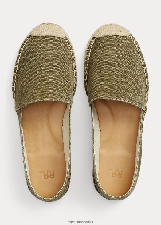 espadrille en toile 46T60T4984 femmes Ralph Lauren olive terne