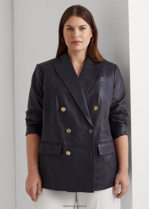 blazer en cuir nappa 46T60T4799 femmes Ralph Lauren marine