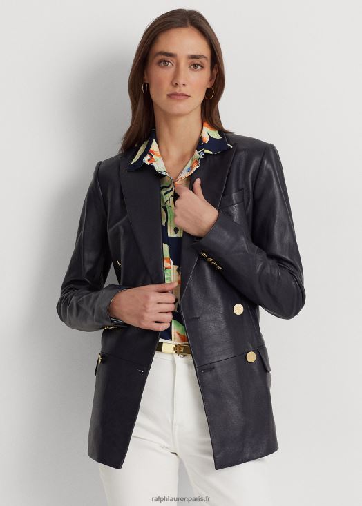 blazer en cuir nappa 46T60T4865 femmes Ralph Lauren marine