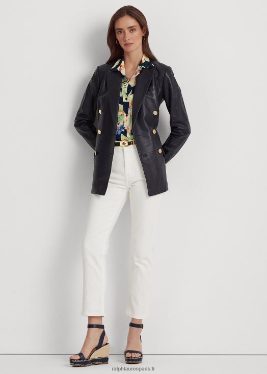 blazer en cuir nappa 46T60T4865 femmes Ralph Lauren marine