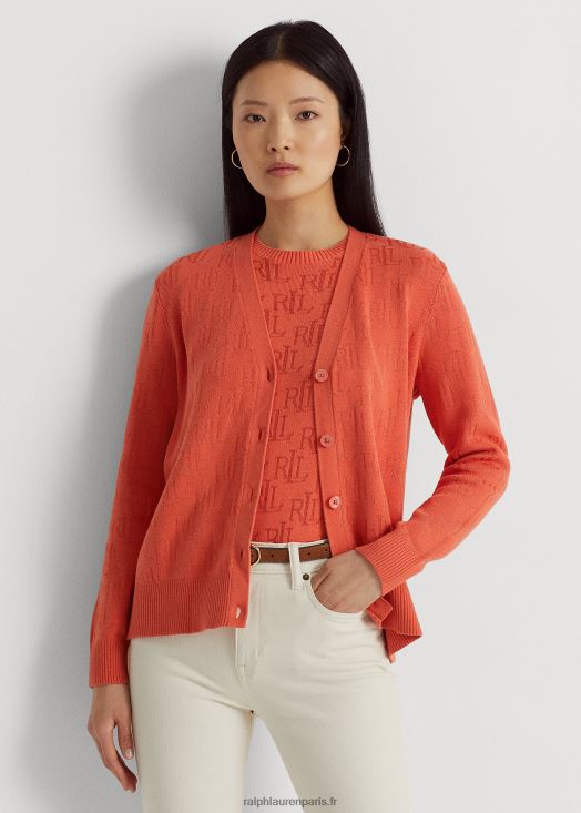 cardigan à motif monogrammé 46T60T3809 femmes Ralph Lauren canyon orange