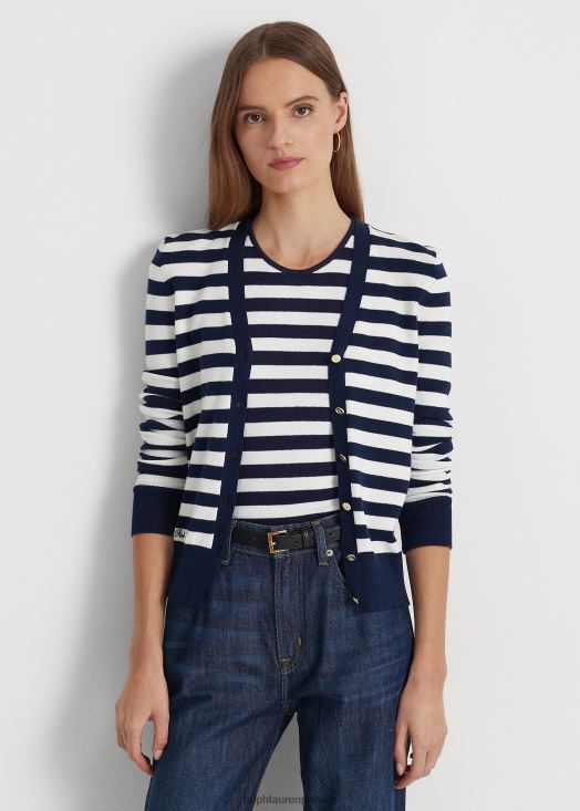 cardigan rayé en coton mélangé 46T60T4891 femmes Ralph Lauren